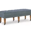 Claire Linen Upholstered Rolling Bench -Storage supplies store 810543278 1