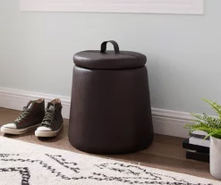 Jenna Faux Leather Tapered Storage Accent Stool 14 Jenna Faux Leather Tapered Storage Accent Stool -Storage supplies store 810543279 2