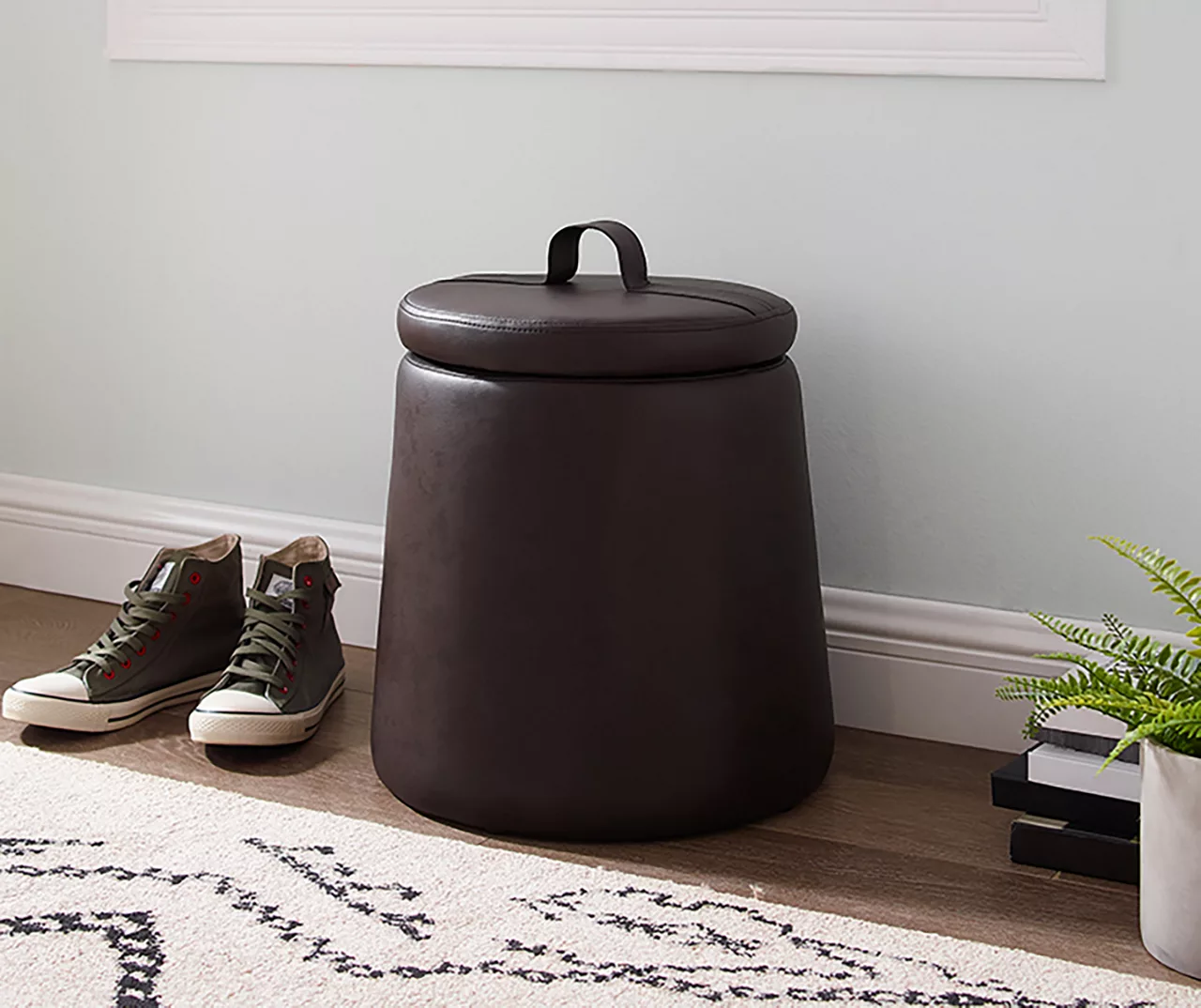 Jenna Faux Leather Tapered Storage Accent Stool 7 Jenna Faux Leather Tapered Storage Accent Stool - Image 5