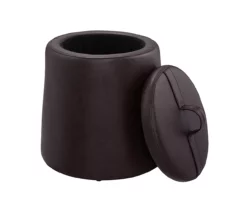 Jenna Faux Leather Tapered Storage Accent Stool 12 Jenna Faux Leather Tapered Storage Accent Stool -Storage supplies store 810543279 4