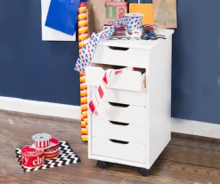 Craft Mate White Wood 6-Drawer Rolling Storage Cart -Storage supplies store 810543289 2