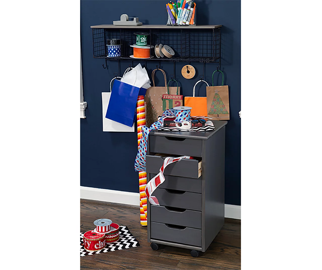 Craft Mate Gray Wood 6-Drawer Rolling Storage Cart 7 Craft Mate Gray Wood 6-Drawer Rolling Storage Cart - Image 5