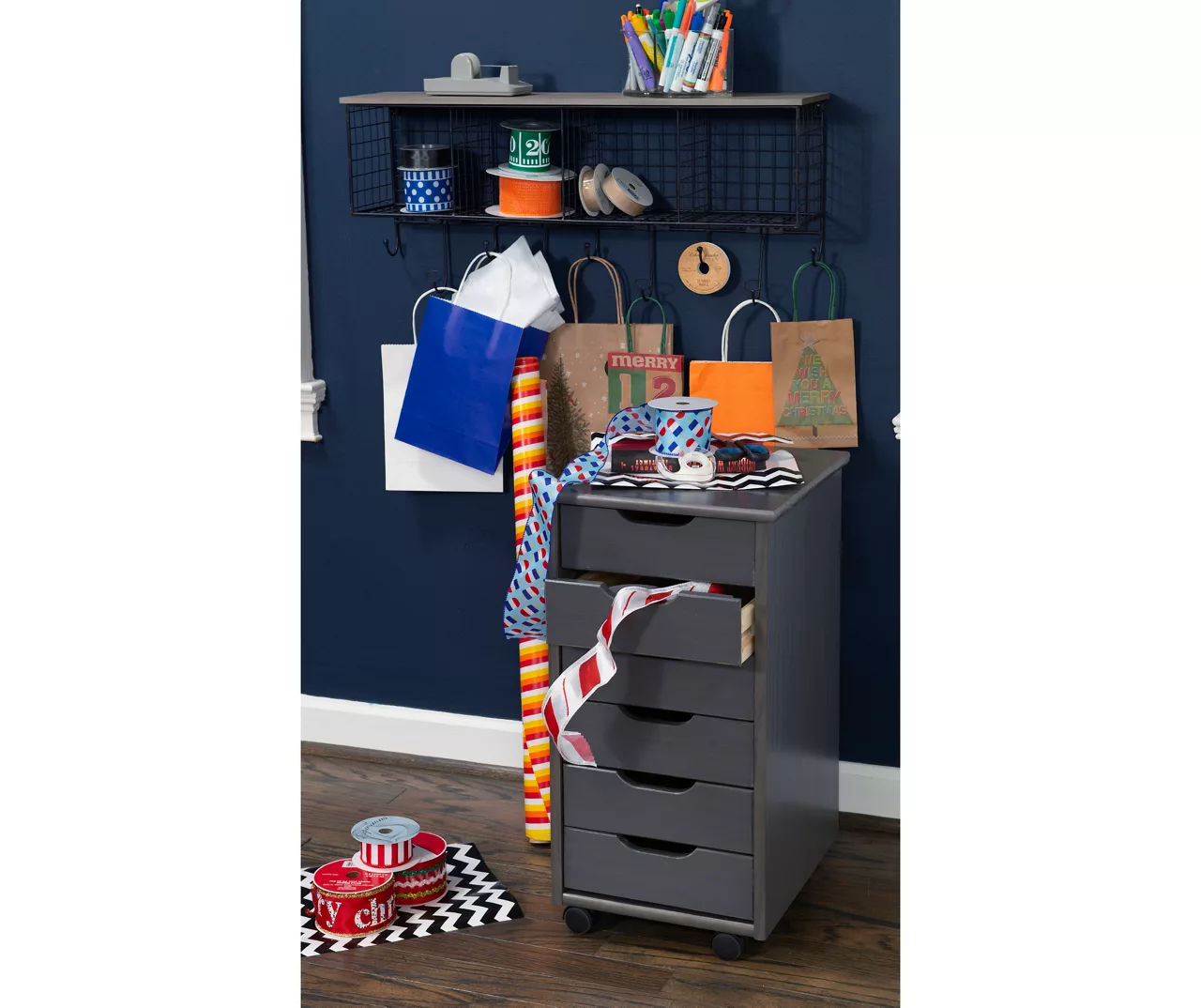 Craft Mate Gray Wood 6-Drawer Rolling Storage Cart 15 Craft Mate Gray Wood 6-Drawer Rolling Storage Cart - Image 13