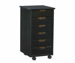 Craft Mate Black Wood 6-Drawer Rolling Storage Cart