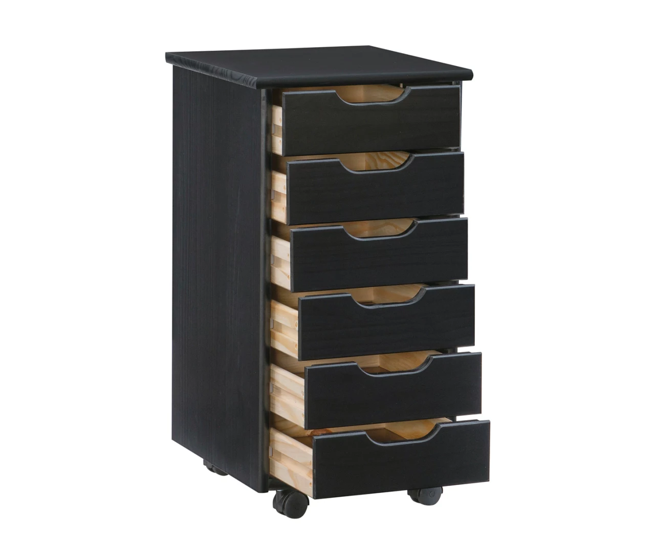 Craft Mate Black Wood 6-Drawer Rolling Storage Cart 6 Craft Mate Black Wood 6-Drawer Rolling Storage Cart - Image 4