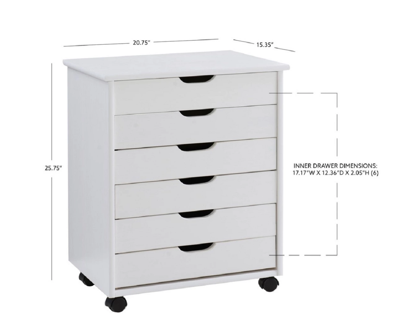 Craft Mate Wide White 6-Drawer Rolling Storage Cart 17 Craft Mate Wide White 6-Drawer Rolling Storage Cart - Image 15