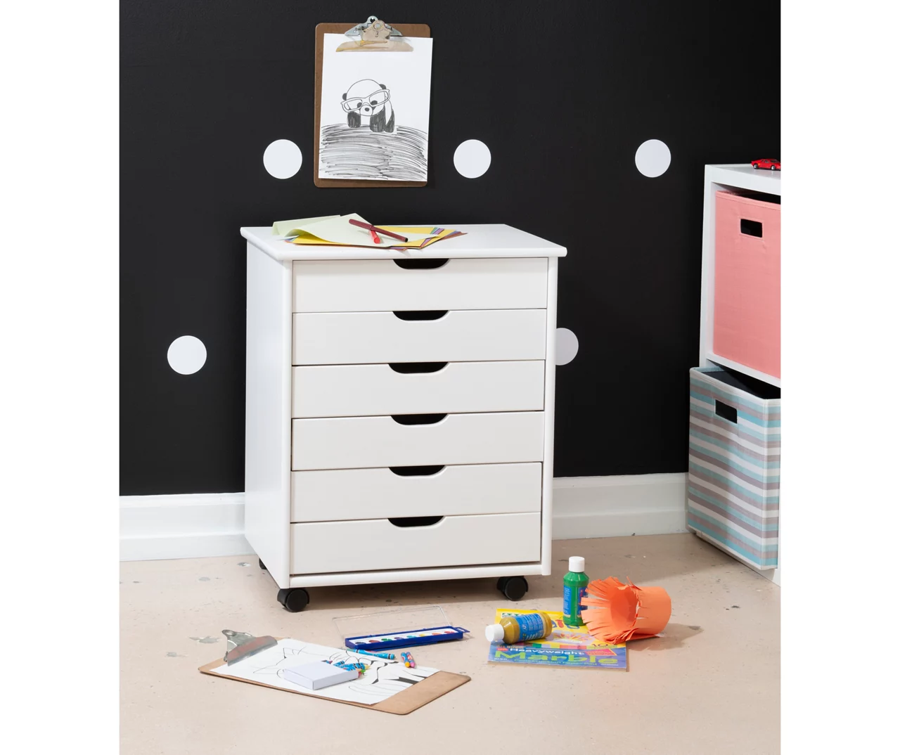 Craft Mate Wide White 6-Drawer Rolling Storage Cart 4 Craft Mate Wide White 6-Drawer Rolling Storage Cart - Image 2
