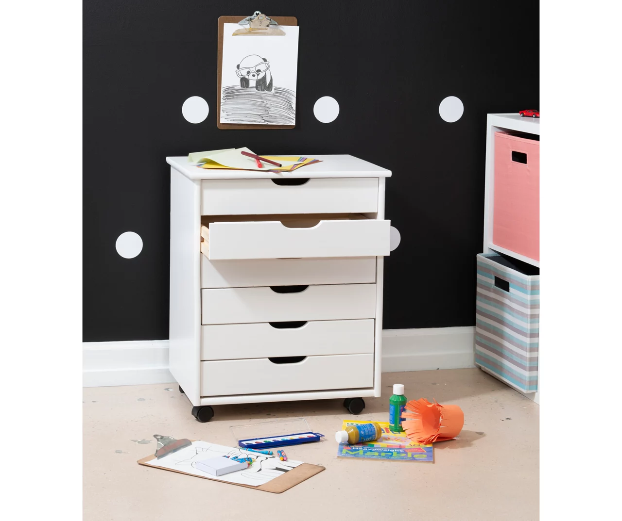 Craft Mate Wide White 6-Drawer Rolling Storage Cart 7 Craft Mate Wide White 6-Drawer Rolling Storage Cart - Image 5
