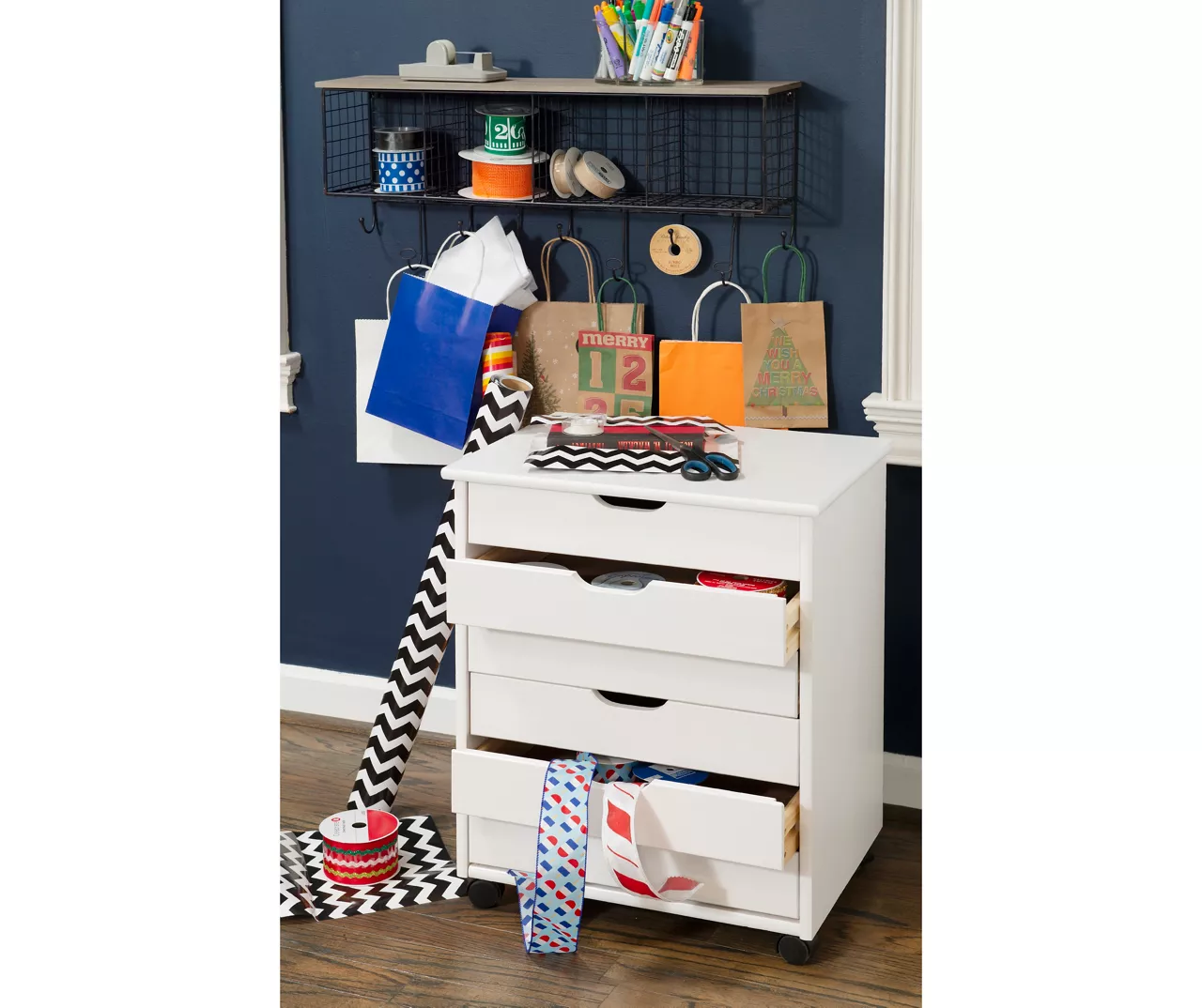 Craft Mate Wide White 6-Drawer Rolling Storage Cart 10 Craft Mate Wide White 6-Drawer Rolling Storage Cart - Image 8