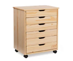 Craft Mate Wide Natural 6-Drawer Rolling Storage Cart