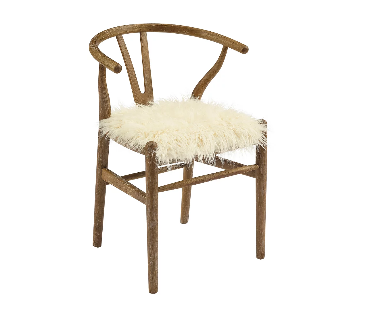 Emmitt Gray & Brown Faux Fur Wishbone Chair 3 Emmitt Gray & Brown Faux Fur Wishbone Chair