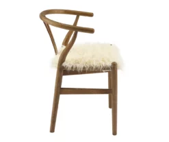 Emmitt Gray & Brown Faux Fur Wishbone Chair 18 Emmitt Gray & Brown Faux Fur Wishbone Chair -Storage supplies store 810543298 A1 3
