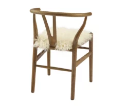 Emmitt Gray & Brown Faux Fur Wishbone Chair 20 Emmitt Gray & Brown Faux Fur Wishbone Chair -Storage supplies store 810543298 A2 4