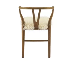 Emmitt Gray & Brown Faux Fur Wishbone Chair 19 Emmitt Gray & Brown Faux Fur Wishbone Chair -Storage supplies store 810543298 A2 5