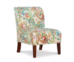 Danna Multicolor Upholstered Paisley Curved Back Slipper Chair