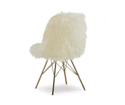 Layton Cream & Gold Faux Fur Chair -Storage supplies store 810543311 3