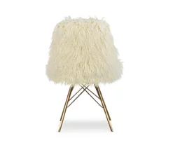 Layton Cream & Gold Faux Fur Chair -Storage supplies store 810543311 4