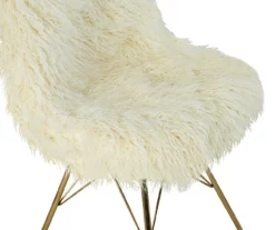 Layton Cream & Gold Faux Fur Chair -Storage supplies store 810543311 5