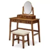 Laura 2-Piece Walnut & Beige 6-Drawer Tilting Mirror Vanity Set 1 Laura 2-Piece Walnut & Beige 6-Drawer Tilting Mirror Vanity Set -Storage supplies store 810543314 1