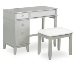 Jasmine 2-Piece White 1-Drawer Lifting Mirror Vanity Set -Storage supplies store 810543315 4