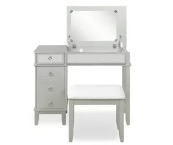 Jasmine 2-Piece White 1-Drawer Lifting Mirror Vanity Set -Storage supplies store 810543315 5