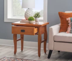 Denver Antique Pine 1-Drawer Curved Leg End Table -Storage supplies store 810543318 A0 9