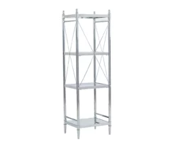 Hawkins Chrome & Glass 4-Tier Shelf 9 Hawkins Chrome & Glass 4-Tier Shelf -Storage supplies store 810543325 5