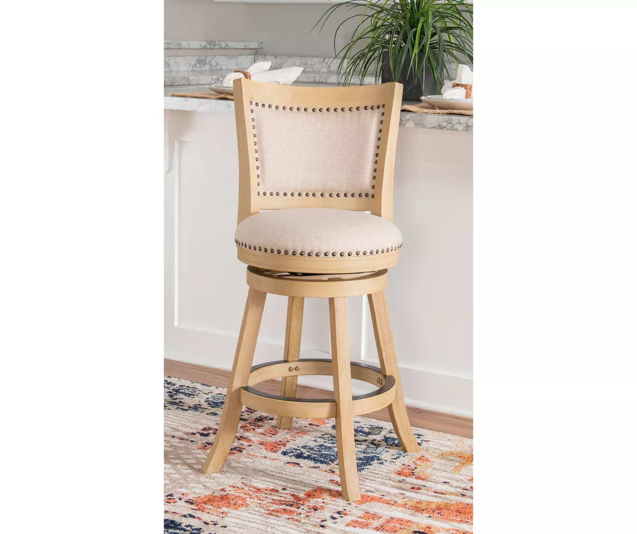 Graham Light Gray Padded Swivel Counter Stool 4 Graham Light Gray Padded Swivel Counter Stool - Image 2