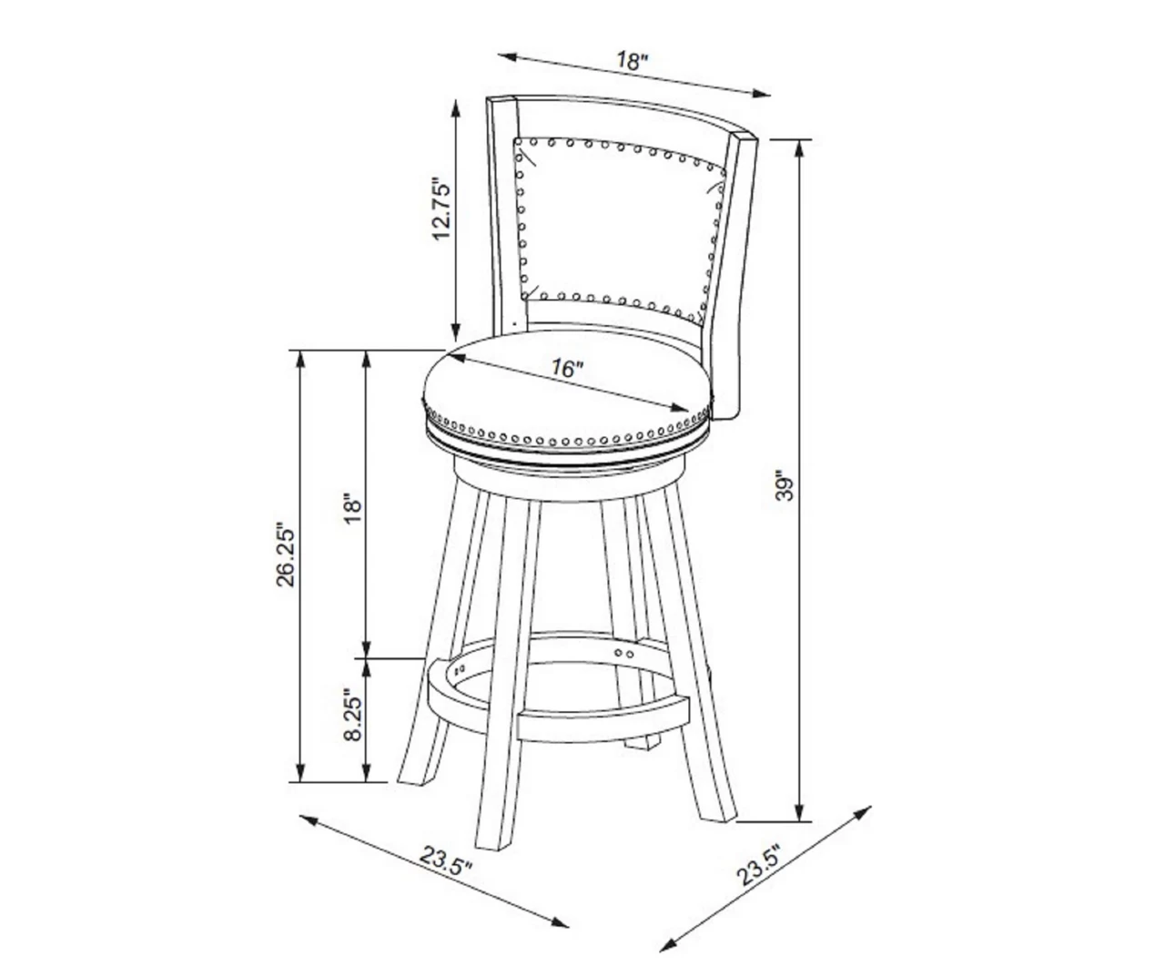 Graham Light Gray Padded Swivel Counter Stool 11 Graham Light Gray Padded Swivel Counter Stool - Image 9