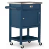 Reed Navy 1-Drawer Metal Rolling Apartment Cart 2 Reed Navy 1-Drawer Metal Rolling Apartment Cart -Storage supplies store 810543339 1
