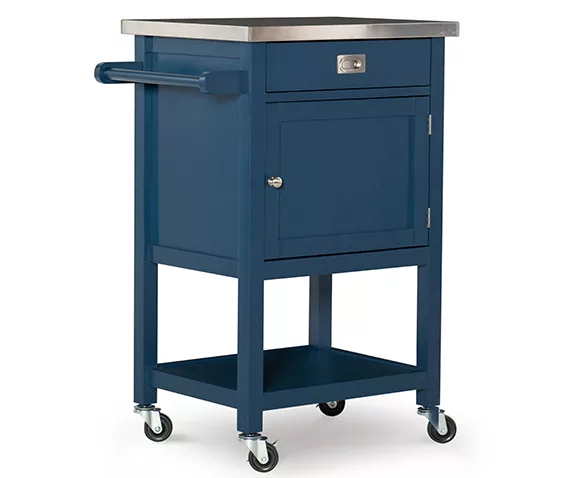 Reed Navy 1-Drawer Metal Rolling Apartment Cart 3 Reed Navy 1-Drawer Metal Rolling Apartment Cart