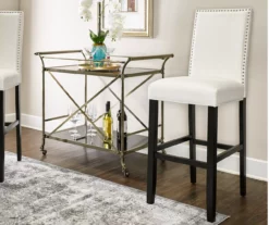 Blaire White Glitz Nailhead Bar Stool -Storage supplies store 810543340 2