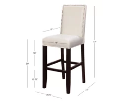 Blaire White Glitz Nailhead Bar Stool -Storage supplies store 810543340 A7