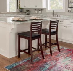 Cary Espresso Ladder Back Counter Stool -Storage supplies store 810543347 2