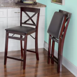 37" Tyler Vinyl X-Back Folding Counter Stool -Storage supplies store 810543351 1