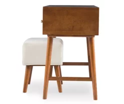 Merci 2-Piece White & Walnut 2-Drawer Lifting Mirror Vanity Set -Storage supplies store 810543353 4