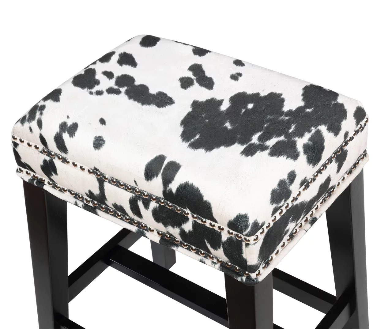 Baldwin White & Black Cow Print Nailhead Counter Stool 6 Baldwin White & Black Cow Print Nailhead Counter Stool - Image 4