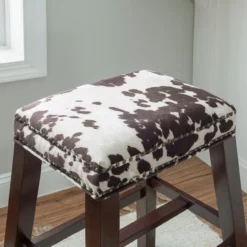 Baldwin Brown Cow Print Nailhead Bar Stool -Storage supplies store 810543359 3
