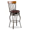 Carla Brown & Matte Bronze Faux Leather Swivel Bar Stool