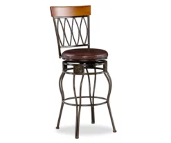 Carla Brown & Matte Bronze Faux Leather Swivel Bar Stool