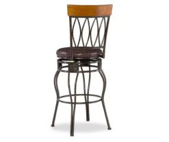 Carla Brown & Matte Bronze Faux Leather Swivel Bar Stool -Storage supplies store 810543374 4
