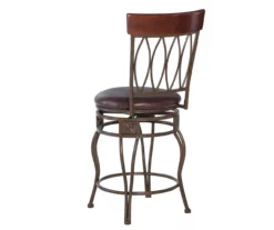 Carla Brown & Matte Bronze Faux Leather Swivel Counter Stool -Storage supplies store 810543375 3