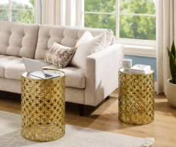 Asher Gold 2-Piece Pierced Metal Nesting Table Set -Storage supplies store 810543376 A0 5
