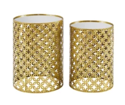 Asher Gold 2-Piece Pierced Metal Nesting Table Set -Storage supplies store 810543376 A1 2