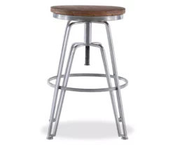 Brown Wood & Chrome Adjustable Swivel Bar Stool -Storage supplies store 810543377 4
