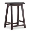 Maury 24" Dark Brown Wooden Saddle Stool -Storage supplies store 810543379 1