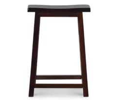 Maury 24" Dark Brown Wooden Saddle Stool -Storage supplies store 810543379 3