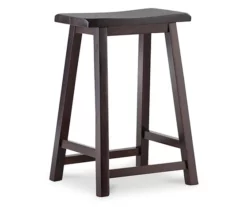 Maury 24" Dark Brown Wooden Saddle Stool -Storage supplies store 810543379 4