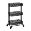 Mabry Black 3-Tier Pierced Floral Rolling Cart -Storage supplies store 810543382 1