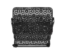 Mabry Black 3-Tier Pierced Floral Rolling Cart -Storage supplies store 810543382 5